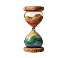Hourglass with colorful sand isolated concept of time passing 