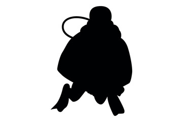 Vector art of Silhouette of a person wearing a cloak isolated on transparent background