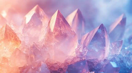 Obraz premium Vibrant Crystal Formation with Pastel Colors and Mystical Atmosphere