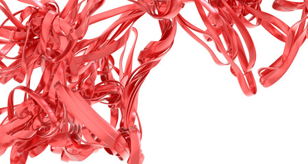 Modern, artistic image of swirling red ribbons. Perfect for design projects needing a bold, abstract feel.