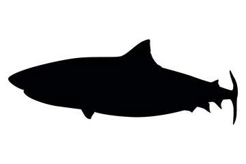 Vector art of Black shark silhouette isolated on transparent background