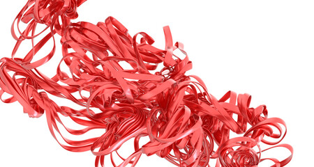 High-resolution image of red metallic ribbons swirling and creating an abstract design. Perfect for backgrounds, textures, or modern art projects.