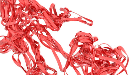 Red metallic ribbons in abstract swirls. Perfect for festive designs, backgrounds, and more.