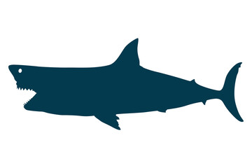 Vector art of Black shark silhouette isolated on transparent background