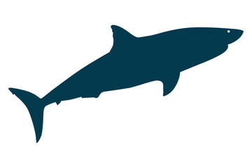 Obraz premium Vector art of Illustration of a dark teal shark swimming isolated on white background