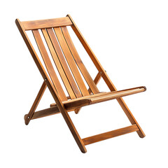 Contemporary Foldable Wooden Beach Chair with a Mod Isolated on Transparent Background
