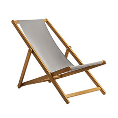 Minimalist Wooden Beach Chair with a Sleek Fold AwA Isolated on Transparent Background