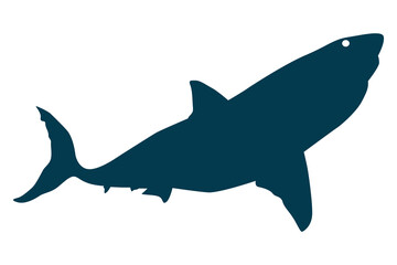 Vector art of Dark blue shark silhouette isolated on white background