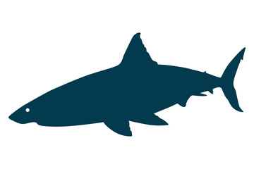Vector art of Dark blue shark silhouette isolated on white background