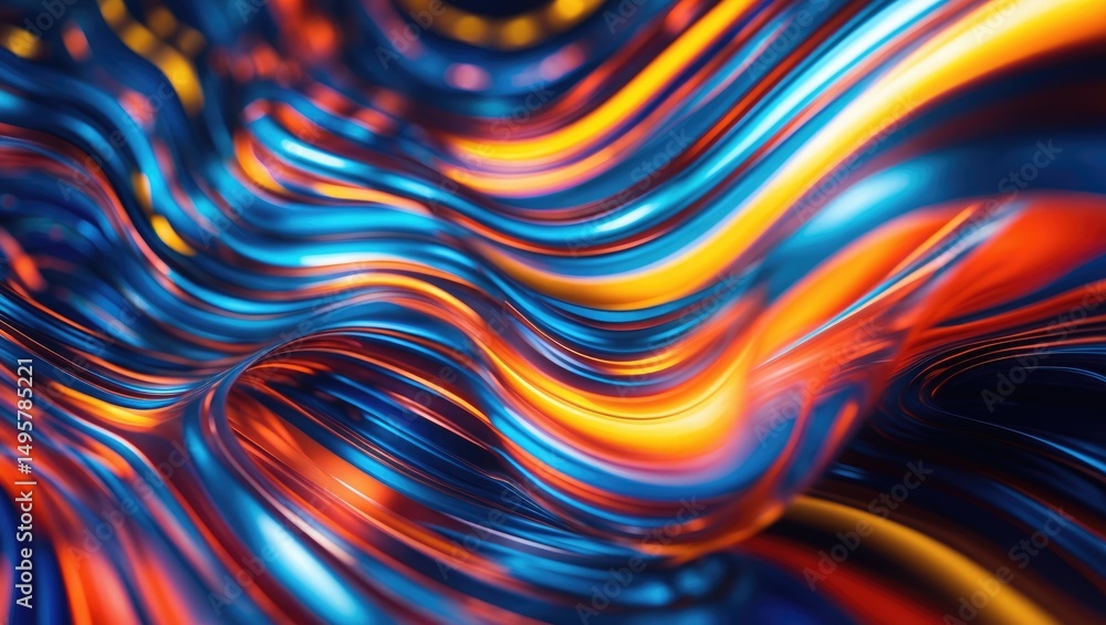 Poster colorful distorted lines on a textured background