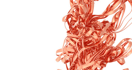 Rose gold metallic ribbons swirl abstract background. Perfect for luxury, beauty, and modern designs.