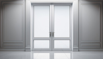 clear glass white door minimalist design white background versatile for various applications elegant simplicity modern aesthetic