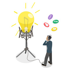 3D Isometric Flat  Illustration of Self-Development, Success Stories By Empowered Person