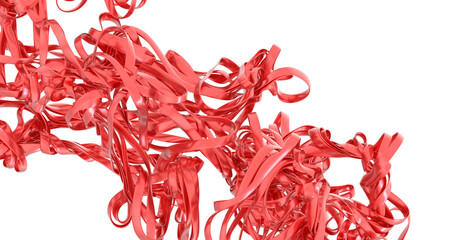 High-resolution image of vibrant red ribbons swirling dynamically. Perfect for design projects...