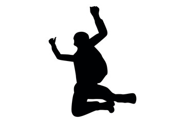 Vector art of Silhouette of a person jumping isolated on white background