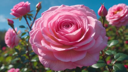 Obraz premium A vertical photograph showcasing a stunning pink camellia flower blossoming