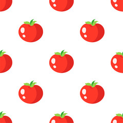 Red tomato vector seamless pattern.