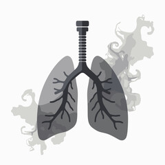 Lungs vs. Smoke: Modern Vector Graphic of Respiratory Distress. Abstract Lung Illustration with Suffocating Smoke. Detrimental Effects Depicted in Ashy Grays and Hazy Whites. Geometric Shapes