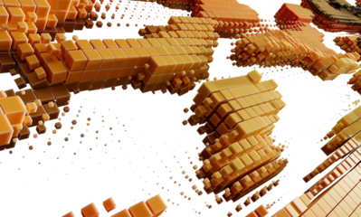 Orange and brown 3D cube blocks abstract background.  Perfect for technology, data, or digital concepts.