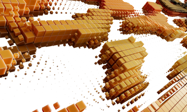 Orange and brown 3D cube blocks abstract background.  Perfect for technology, data, or digital concepts.