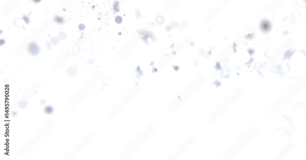 Poster soft, light grey particles floating on white background. ideal for overlay or background.