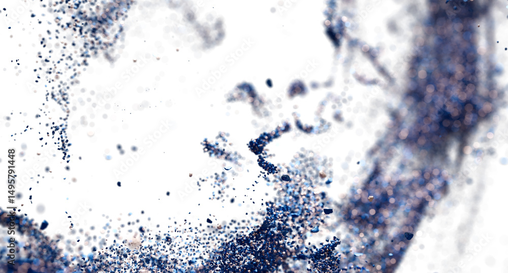 Aufkleber High-res image of blue glitter particles exploding, ideal for design projects needing a dynamic, abstract feel.