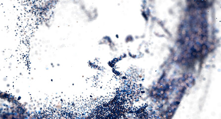 Obraz premium High-res image of blue glitter particles exploding, ideal for design projects needing a dynamic, abstract feel.