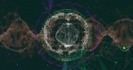 Glowing ring pulsing around orb as ribbon waveform wrapping equator representing dynamic data flow - Powered by Adobe