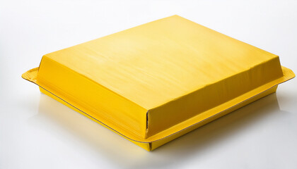 yellow snack box packaging design vibrant paperboard texture white background ideal for branding and marketing applications