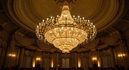 Obraz premium Grand Chandelier in Elegant Room - Architecture Photo