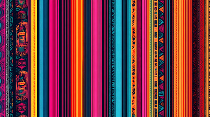 Seamless vector pattern. Background for decor or ethnic Mexican fabric pattern with colorful stripes. Can be used for ceramic tiles, wallpapers, linoleum, textiles.