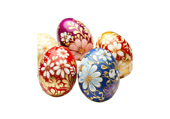 Decorated easter eggs isolated on white background isolated on a white background