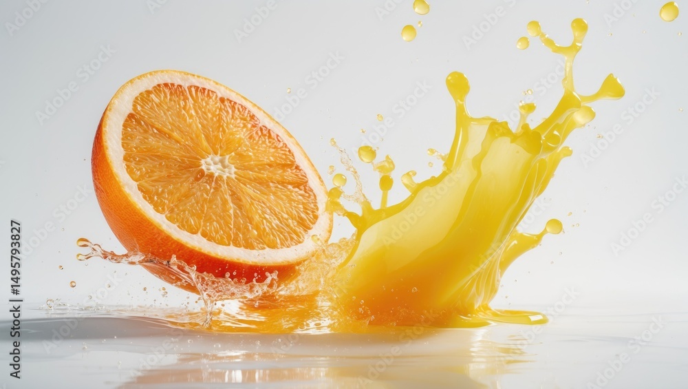 Poster grapefruit slices in a splash isolated