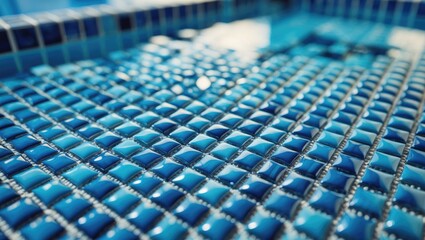 Naklejka premium Little blue mosaic tiles. Backgrounds and textures