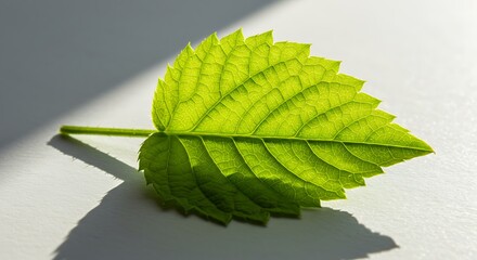 Close-up view of a vibrant green leaf.