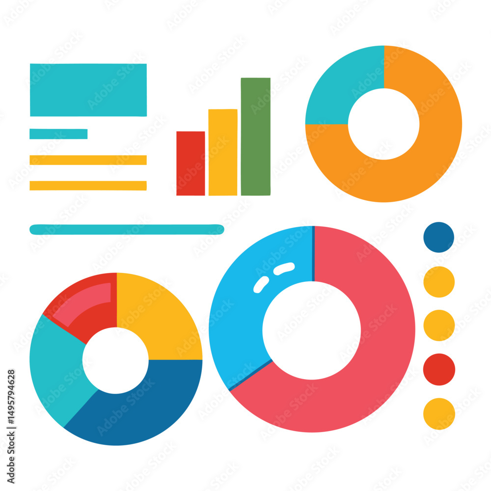 Poster colorful data visualization charts and graphs for business reports