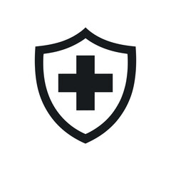 Medical Shield Icon Black and White Healthcare Protection Symbol