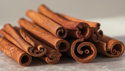 A bunch of cinnamon sticks that are likely for use in culinary applications.