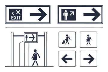 Directional Arrow Icon Set Minimalist Sign Design in Black and White