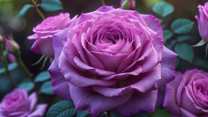 Obraz premium Beautiful blooming violet and purple roses