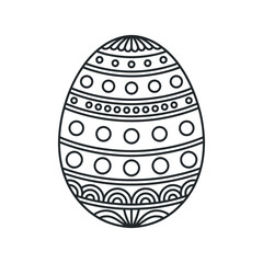 Ornate Easter Egg Design Black and White Line Art Illustration