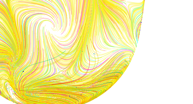 Vibrant yellow and colorful lines swirl in an abstract pattern. Perfect for modern designs.
