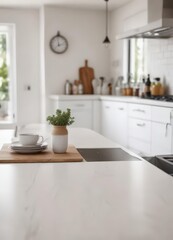 Clean white tabletop, softly blurred kitchen setting,  texture,  light,  food photography