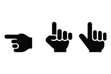 Obraz premium Three black hand icons pointing in different directions, perfect for website navigation or instruction graphics.