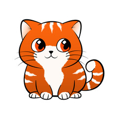 Ginger cartoon kitten. Cute colorful cat with funny face and colored eye for bright childrens design