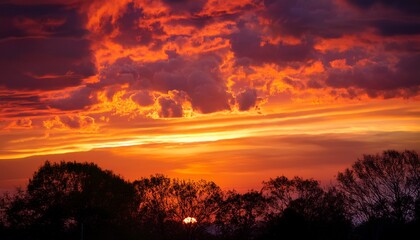 Fototapeta premium fiery orange sunset sky