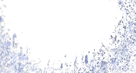Sparkling silver stars on white background. Ideal for holiday designs, cards, and more.
