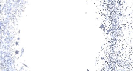 Elegant silver star confetti on white. Perfect for cards, invitations, and festive designs.