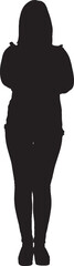 vector silhouette front view standing woman dressed in pleased pants, arms crossed