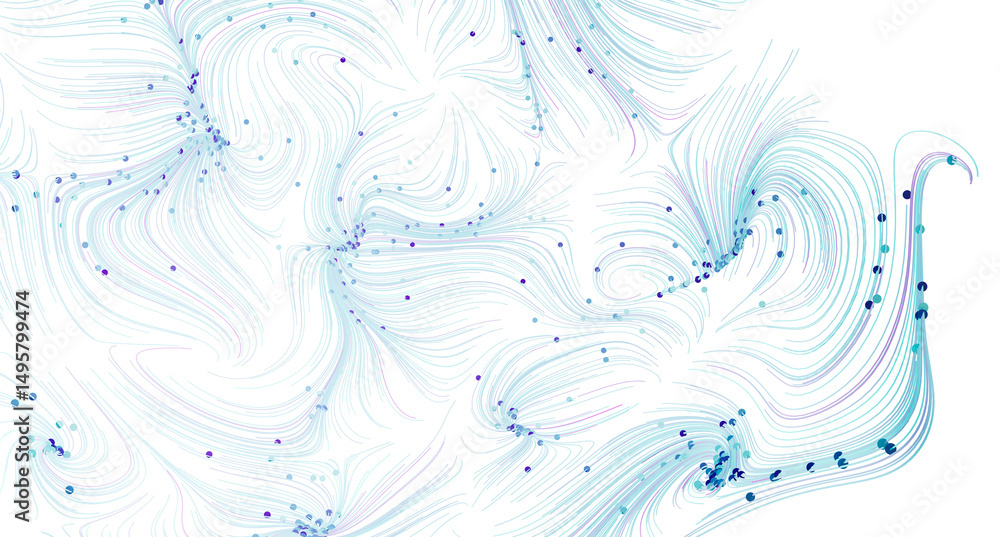 Poster Swirling blue lines and dots create a dynamic, abstract background. Perfect for technology, science, or design.